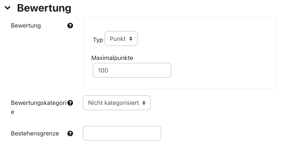 Abschnitt Bewertung von Anwesenheit Konfiguration 