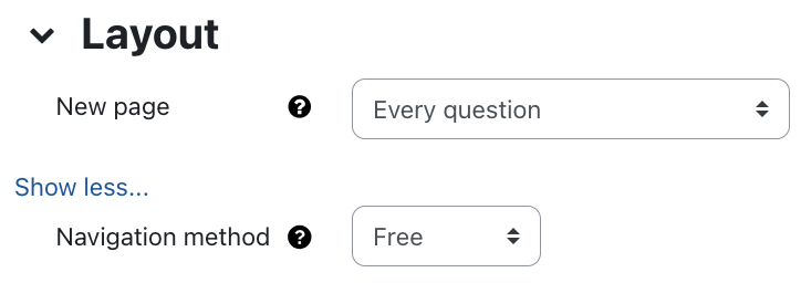 Layout settings for quiz Layout settings for quiz