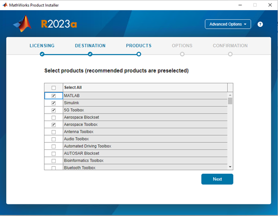 Selecting which products to install Selecting which products to install