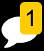 A messanger icon with a speech bubble showing one new message.