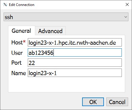 Remote Desktop instructions. Fields in the connection configuration need to be set.