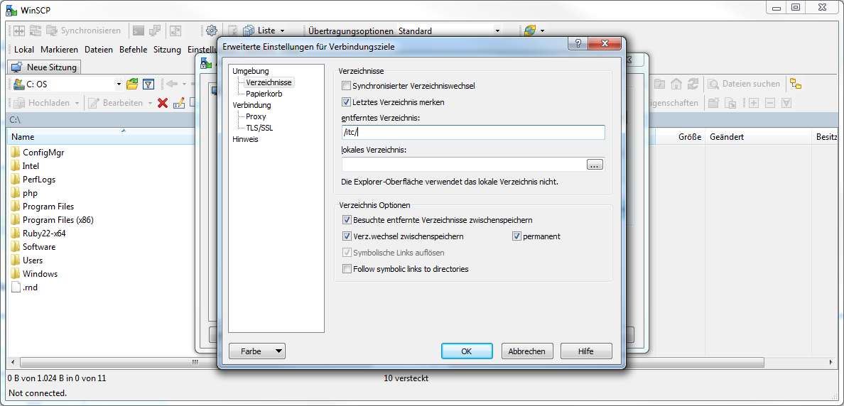 WinSCP Einstellungen 2