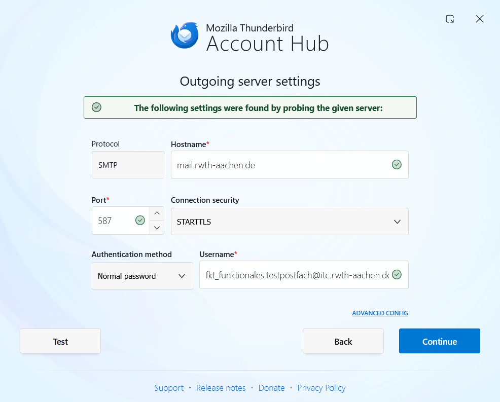 Outgoing Mail Server Settings