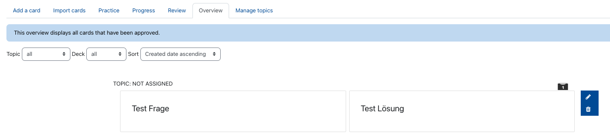Overview of cards Overview of cards