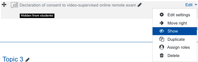 Screenshot show feedback to students