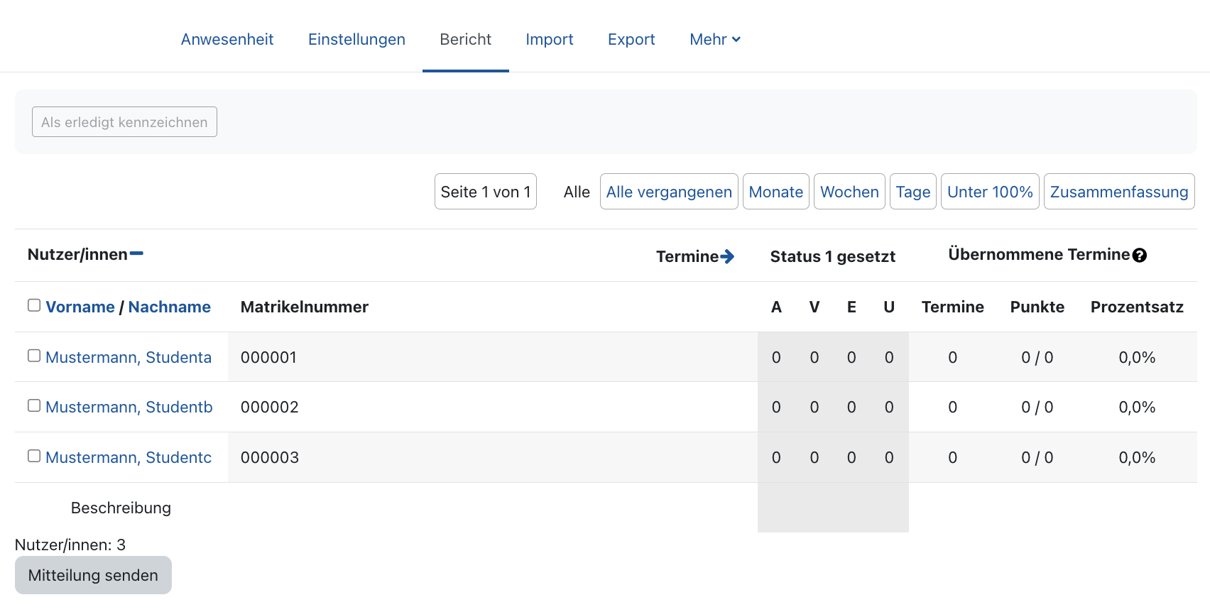Anwesenheitsbericht Seite Anwesenheitsbericht Seite