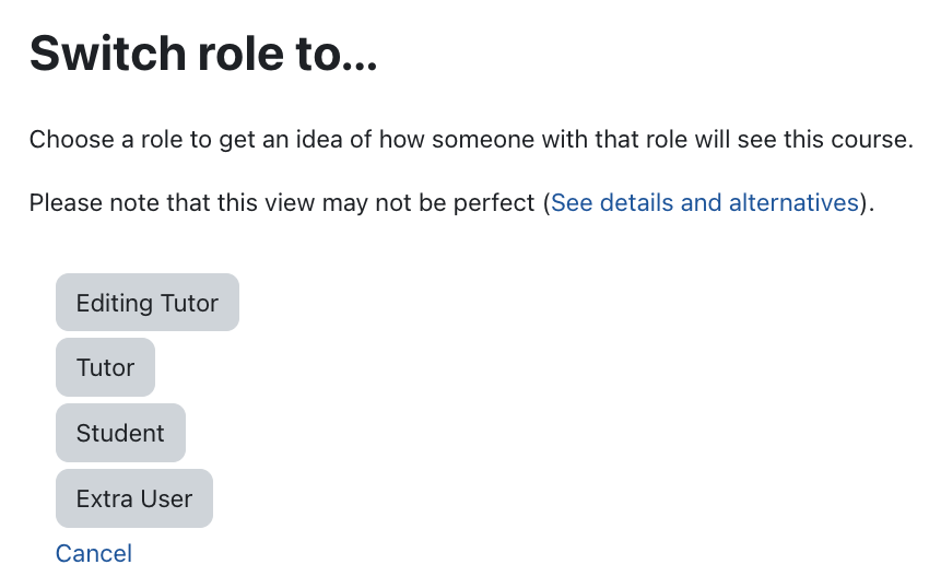 Role options Role options