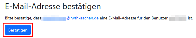 Screenshot der Seite "E-Mail-Adresse bestätigen". 