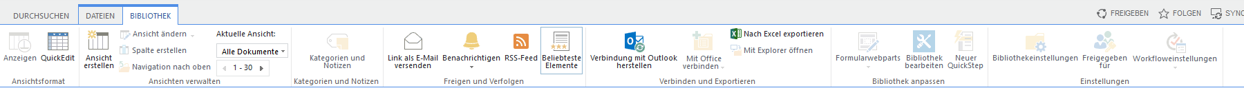 Menüband BIBLIOTHEK Menüband BIBLIOTHEK