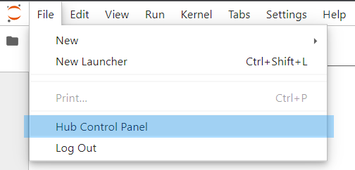 Opening Hub control panel Opening Hub control panel