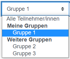 Screenshot Dropdownliste für Gruppenwahl