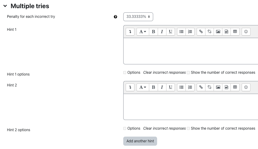 Multiple tries section for question Multiple tries section for question