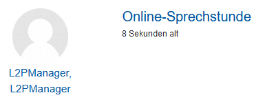 Der Ausschnitt zeigt einen Beitrag, bei dem ein grauer Avatar, Vor- und Nachname, der verlinkte Titel und das Alter dargestellt sind.