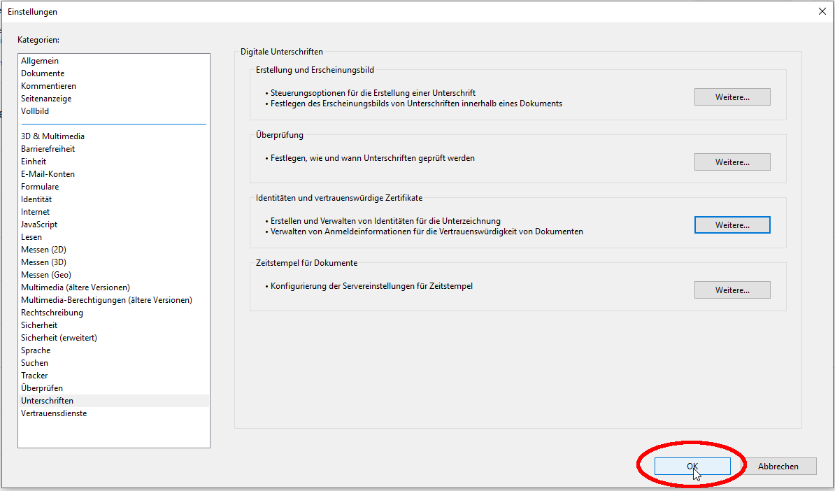 Einstellungen schließen Einstellungen schließen