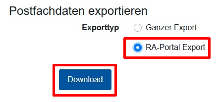 Exporttyp RA-Portal Exporttyp RA-Portal