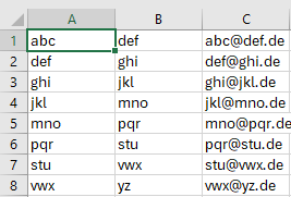 Beispielhafte Formatierung einer csv-Datei