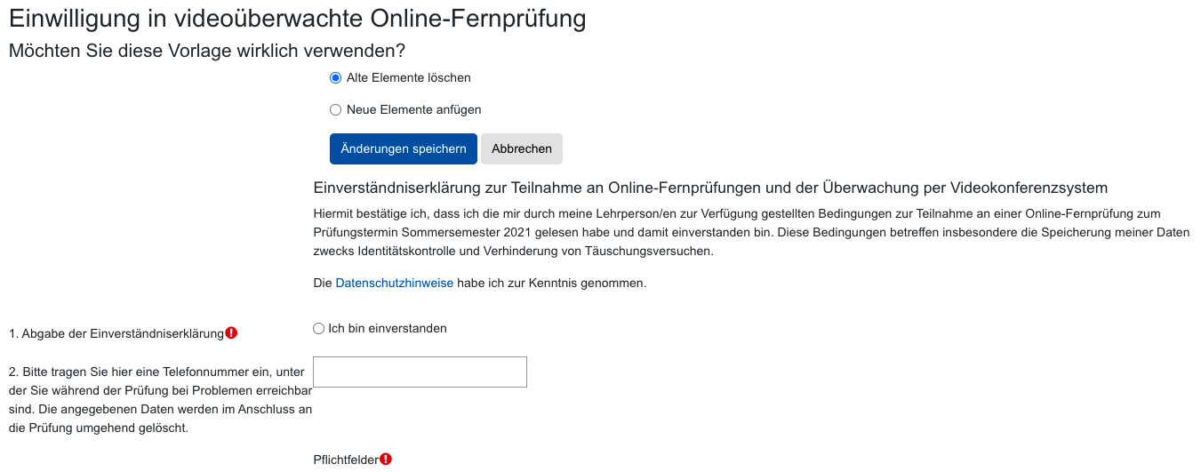 Screenshot: Vorlage auswählen