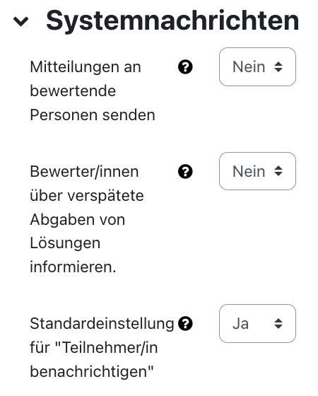 Abschnitt "Systemnachrichten" Abschnitt "Systemnachrichten"