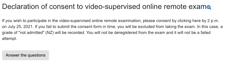 Screenshot: Start feedback as student