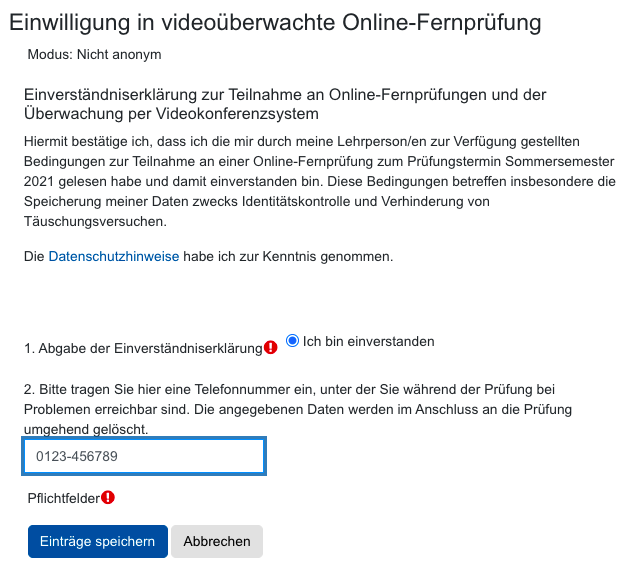 Screenshot: Feedback-Bogen ausfüllen