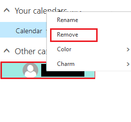 E-Mail > OWA Berechtigungen > calender 8.PNG Screenshot of the Calendar window, which graphically displays the text for removing the calendar.
