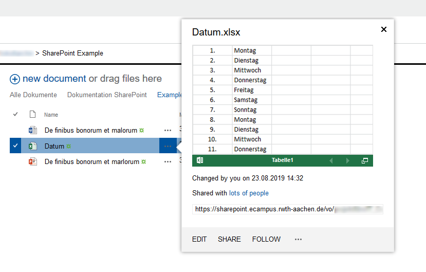 SharePoint Excel file properties