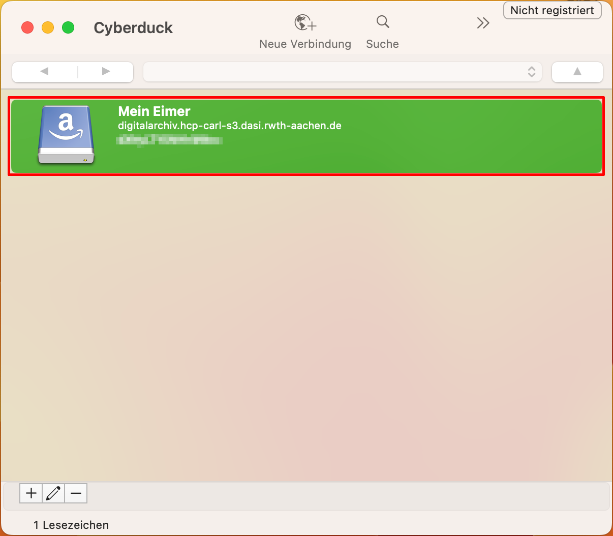 Eine Ansicht vom im Schritt 2 angelegten Bookmark im Hauptmenü. Der Bookmark wird mit dem ausgewählten Namen angezeigt. Eine Ansicht vom im Schritt 2 angelegten Bookmark im Hauptmenü. Der Bookmark wird mit dem ausgewählten Namen angezeigt.