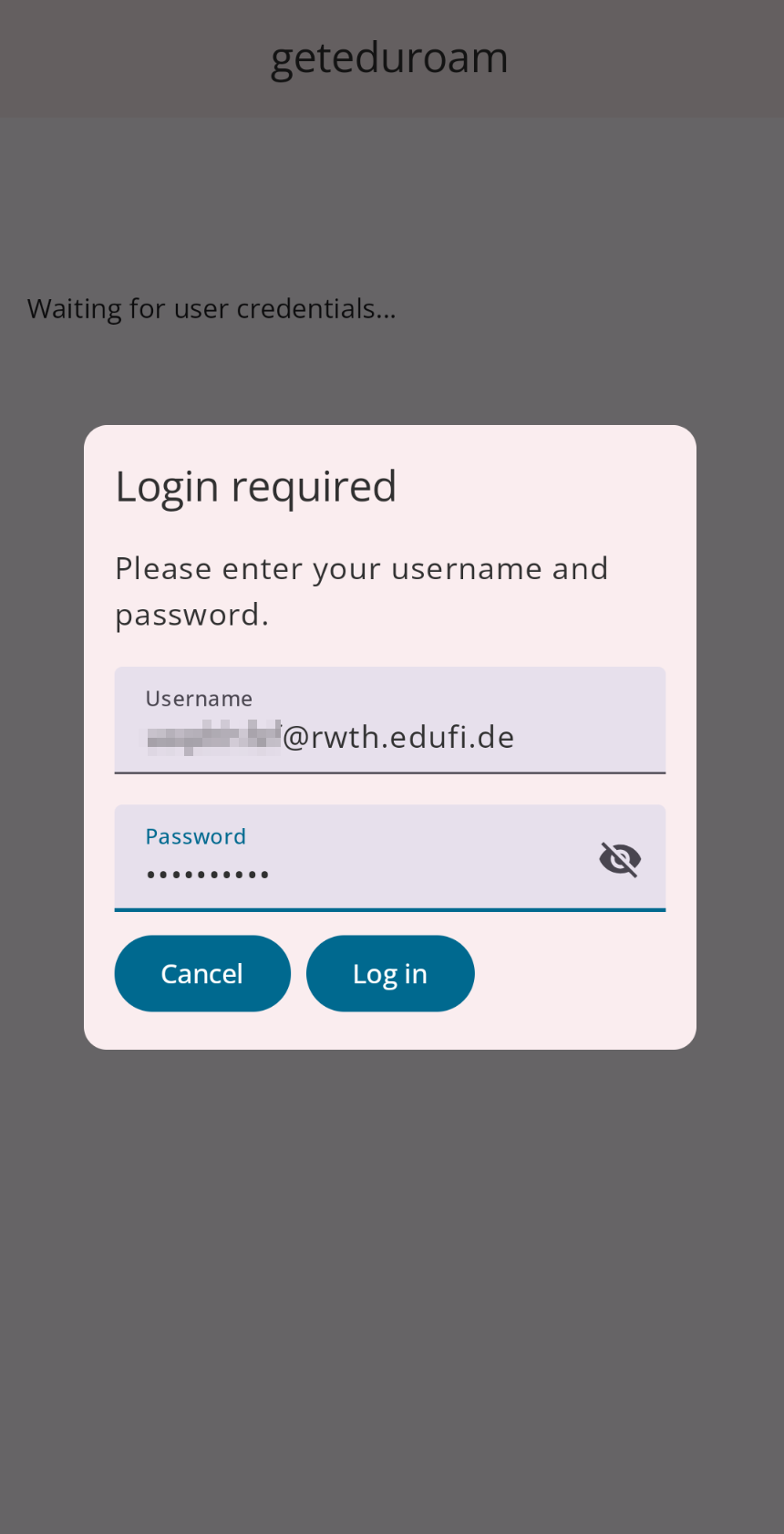 login credentials