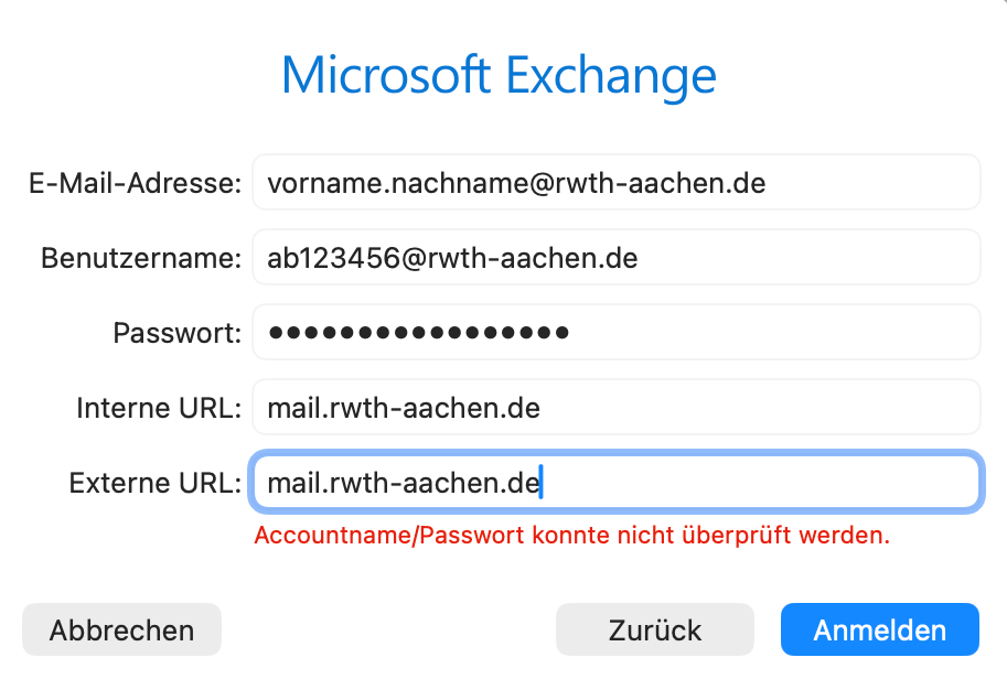 Interne und externe URL eingeben