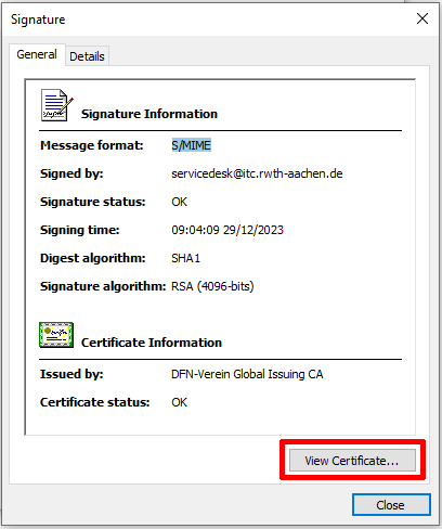 Signature information Signature information