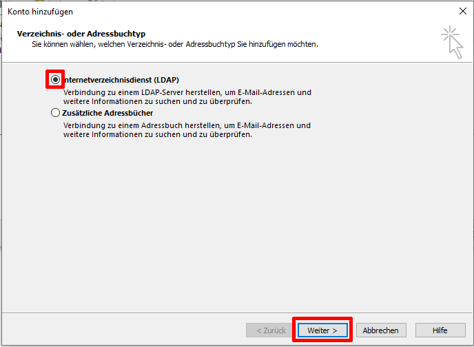 LDAP auswählen LDAP auswählen