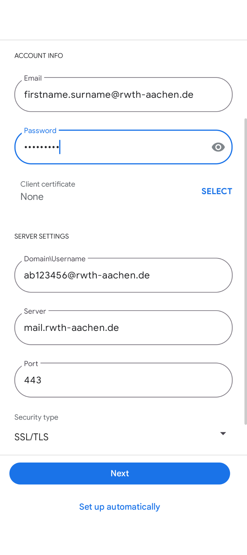 configuration settings