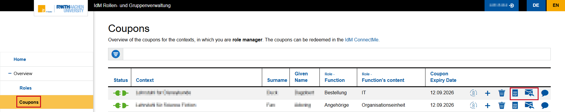 Redeem coupon