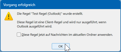 Screenshot of the “Operation successful” window, which graphically displays the selection of options from step 5