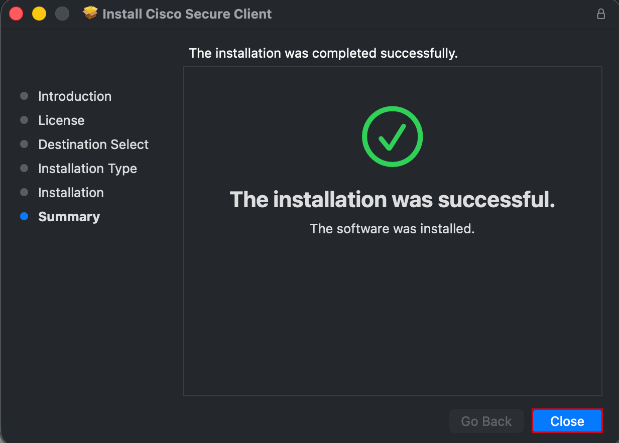 Finish installation