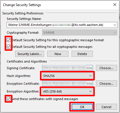 Algorithm settings Algorithm settings