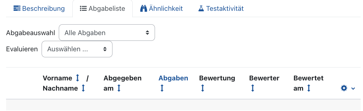 Übersicht von Abgabeliste