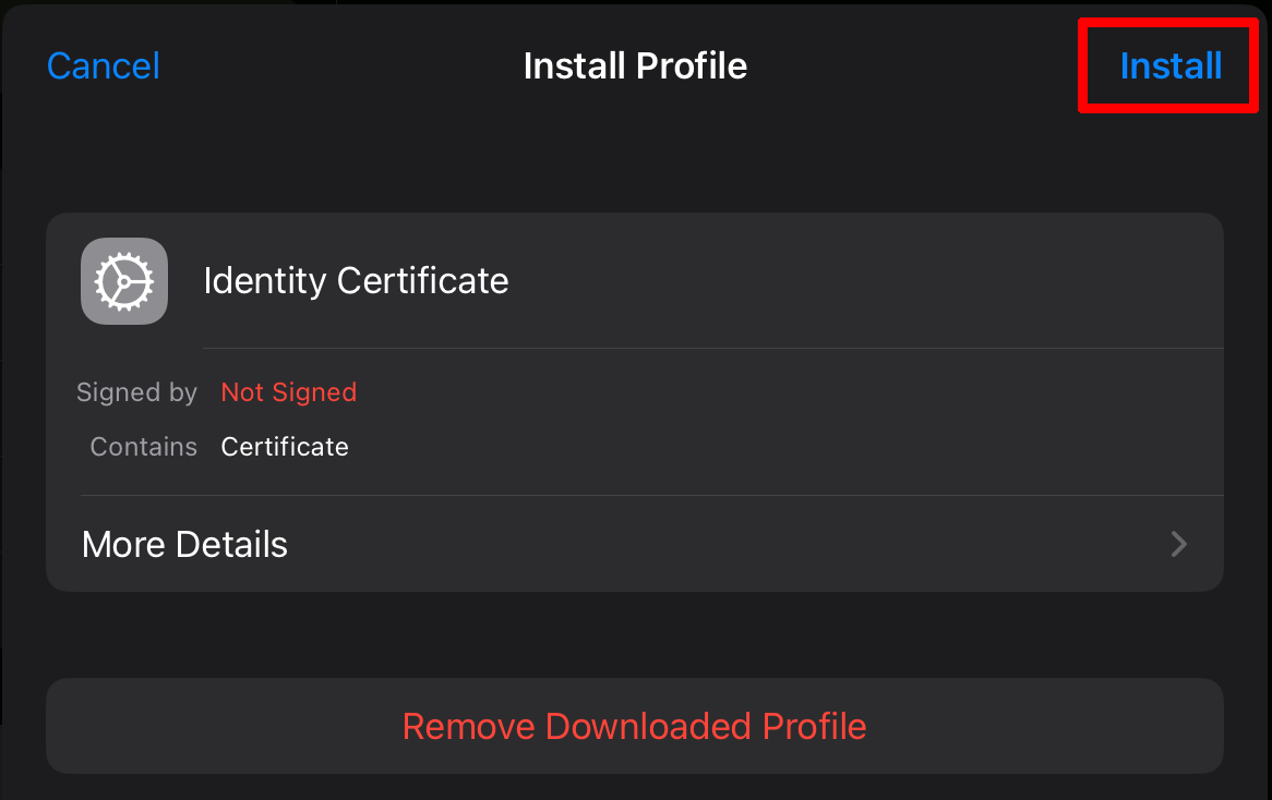 Install the profile Install the profile