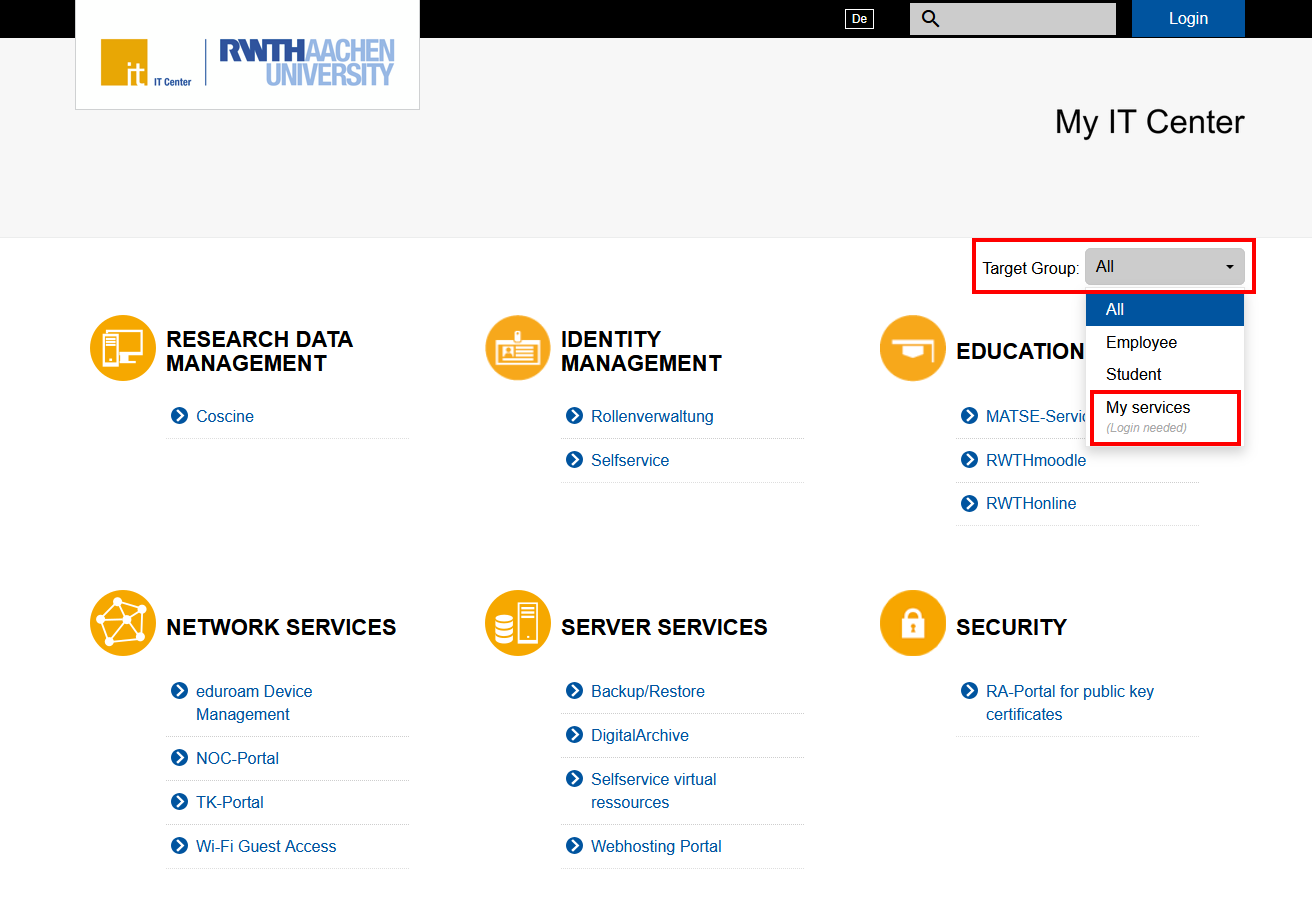 Screenshot of the My IT Center portal, as described in steps 1-3.