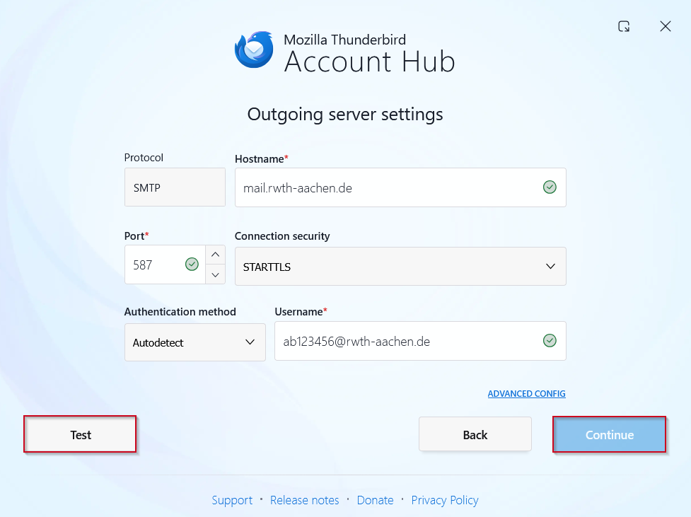 Outgoing Mail Server Settings