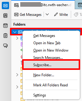 Opening the Subscribe menu Opening the Subscribe menu