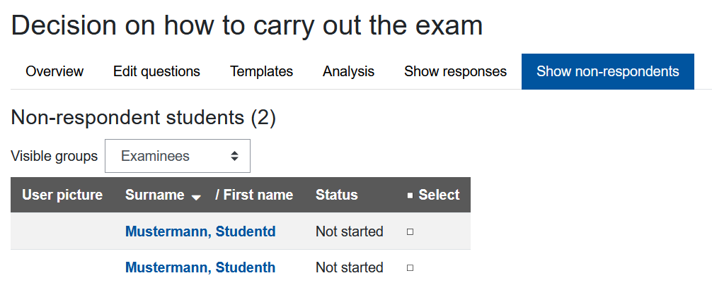 Screenshot List without answers