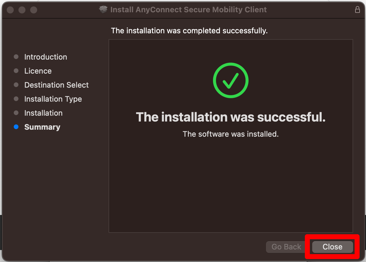 Installation summary