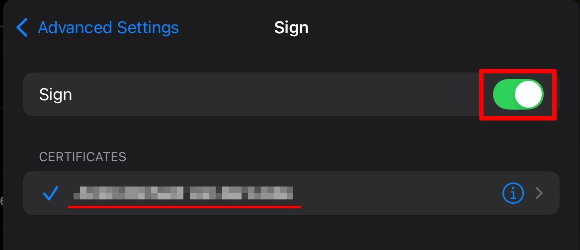Set the account to sign and select the certificate Set the account to sign and select the certificate