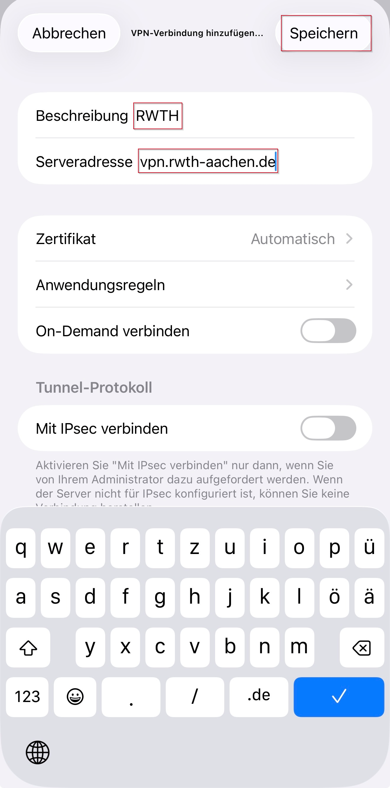 Fenster VPN-Verbindung hinzufügen