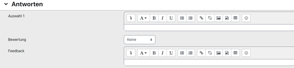 Antworten Abschnitt für Frage Antworten Abschnitt für Frage