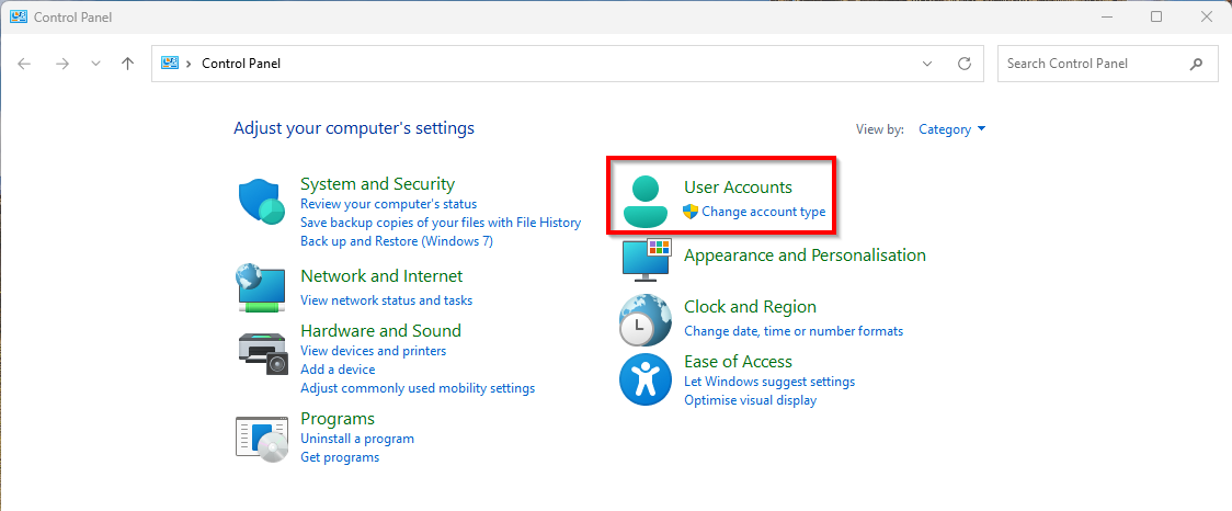 Windows Control Panel