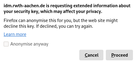 Screenshot showing the setup pop-up. Proceed is located at the end of the pop-up.