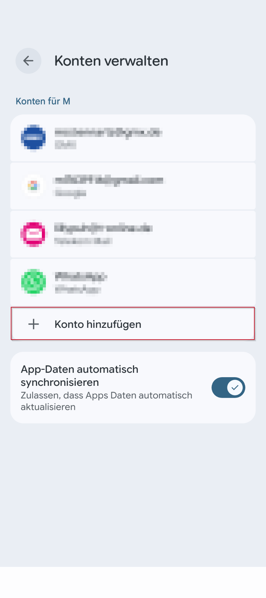 Konto hinzufügen
