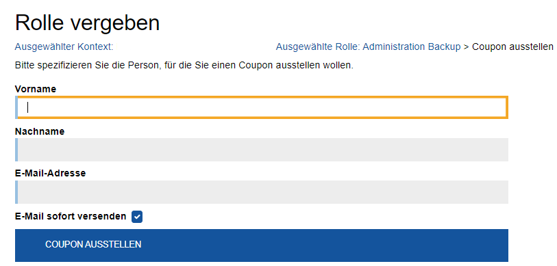 Coupon ausstellen